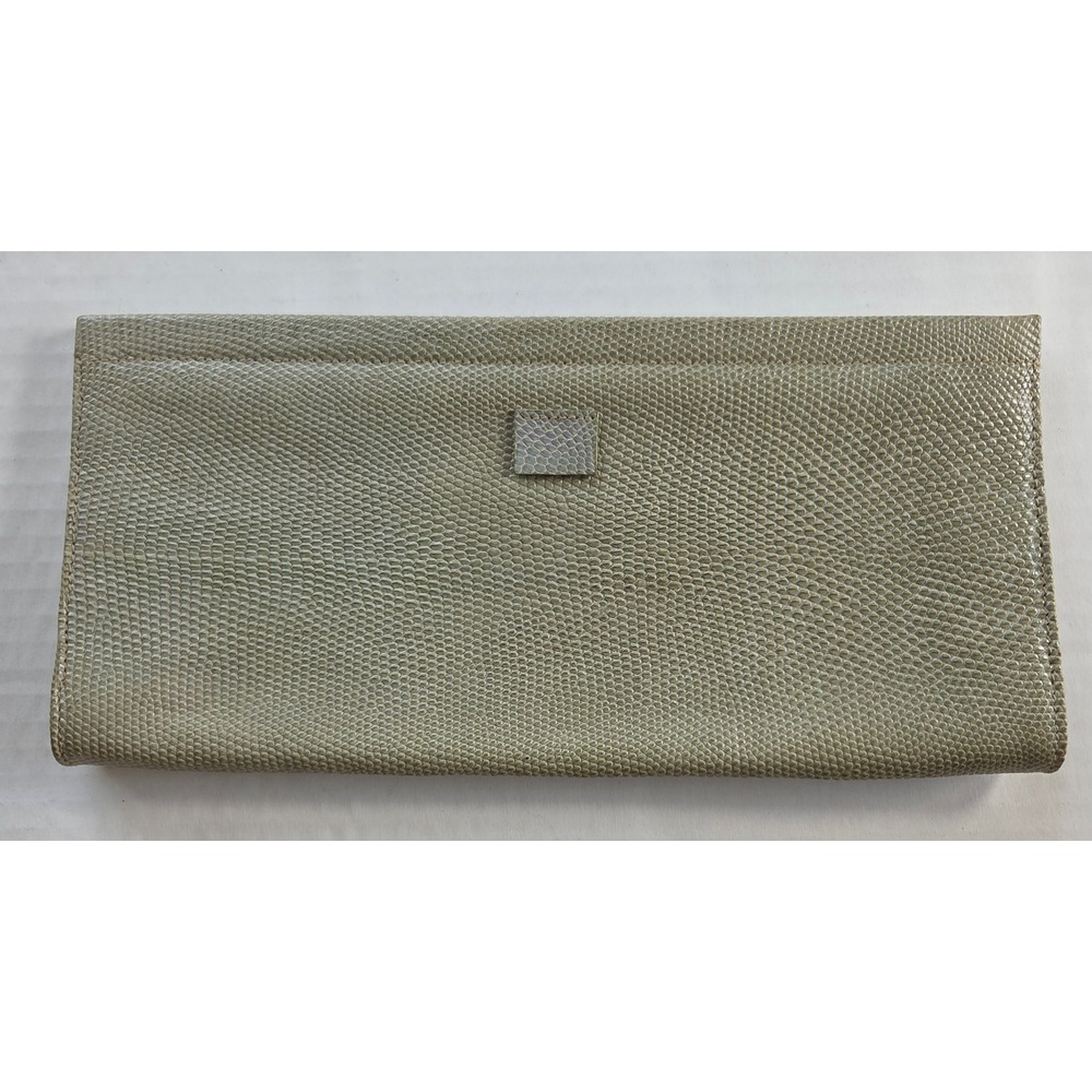 Calvin Klein Clutch Bag Womens OS Sage Green Lizard Embossed Faux Leather